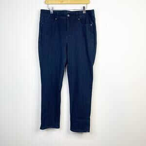 NYDJ Curve Slim Straight Jeans Bowen Dark Wash Curves 360 Shape Crop womens 12